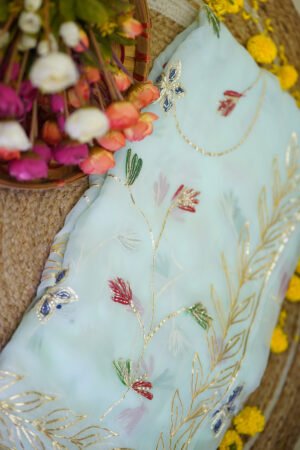Light Blue Gota Handpaint