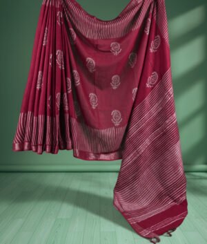 Cotton Linen Hand Block Print Saree
